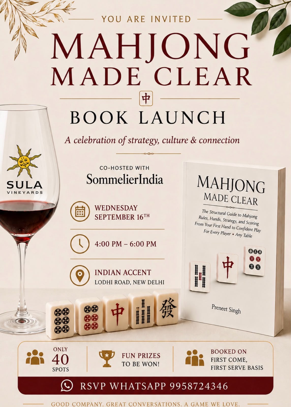 Mahjong Made Clear Delhi book launch invitation